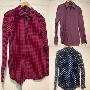 Men's Cotton Patterned Long Sleeve Button Up Shirt Bundle